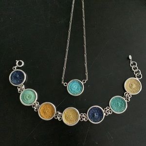 Unique Sterling Italian and silk necklace and bracelet